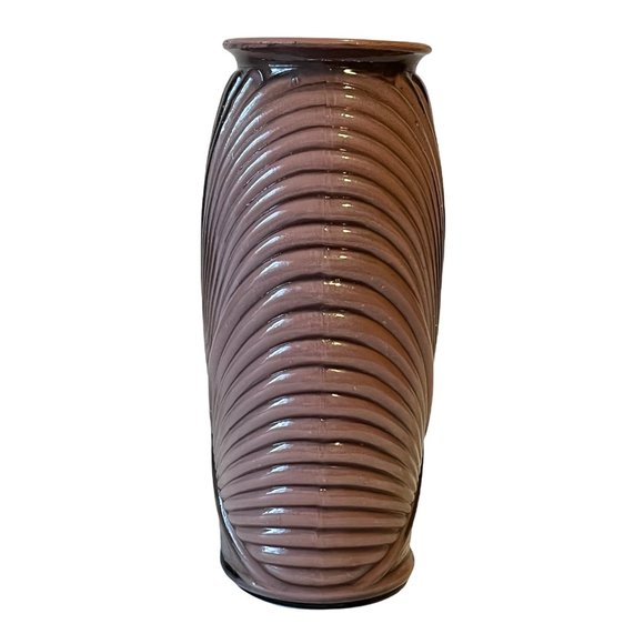 Vintage Hollywood Regency Miami Art Deco Glass Vase Mauve Pink 13" Tall - Picture 2 of 8